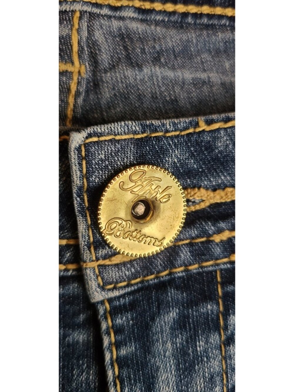 Vintage Apple Bottoms Jeans Sz 16 Blue Tapered Y2K Embroidered Apple Sexy 90s - Picture 6 of 14